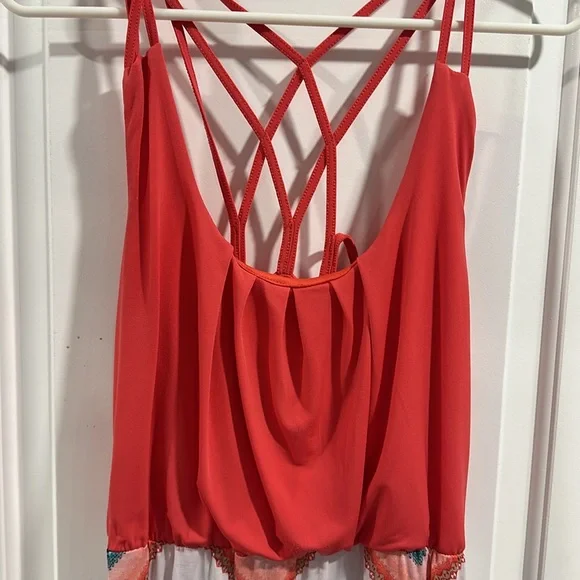 Three Pink Hearts by Trixxi Coral with Chevron Pattern Maxi Dress - Picture 2 of 6